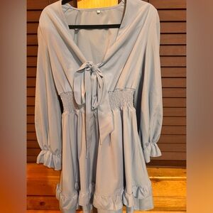 Baby Blue midi long sleeve dress